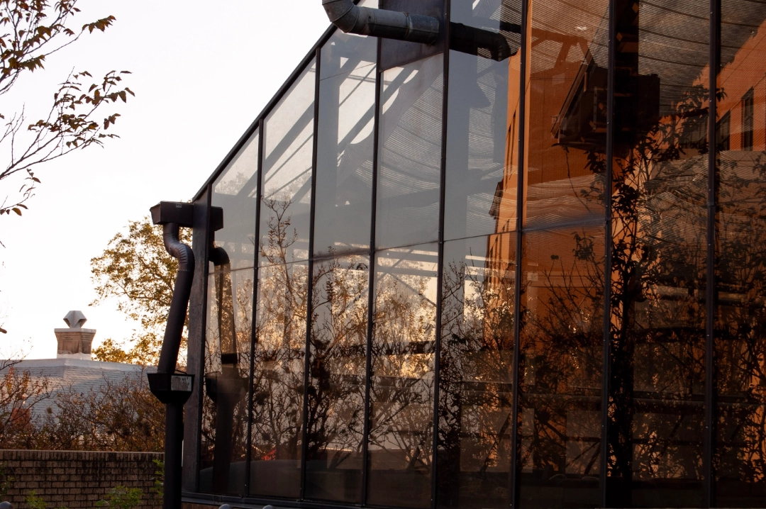The exterior of a greenhouse.