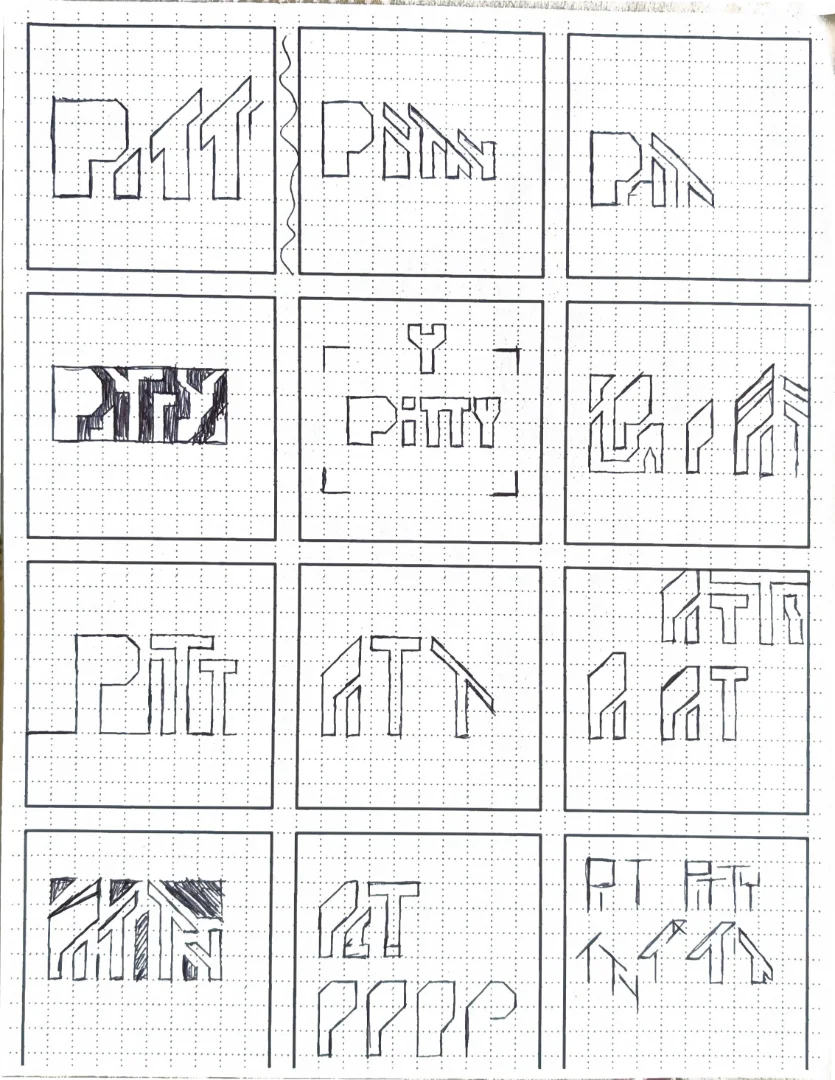 Rough sketch ideas for the logo.